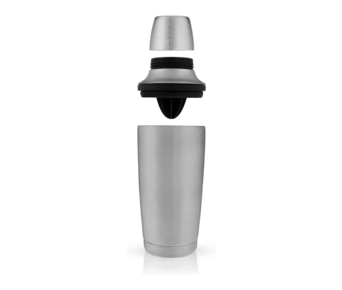 Innovine κομψό ανοξείδωτο cocktail shaker διπλού τοιχώματος με minimal σχεδιασμό (κωδικός 12041), μαζί με εξαρτήματα.