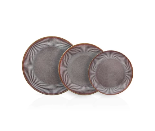 Ολοκληρωμένο σετ πιάτων 20 τεμαχίων Cryspo Trio Aloha από stoneware με μοντέρνο ακτινωτό σχέδιο