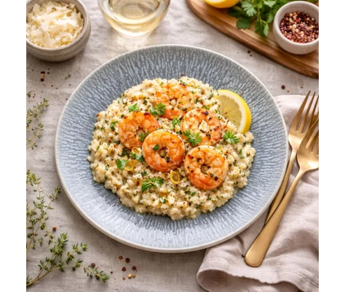 Πιάτο Cryspo Trio Neptune stoneware σε μπλε-γκρι απόχρωση σε τραπέζι 