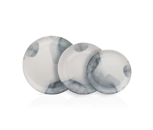 Σετ πιάτων 20 τεμαχίων Cryspo Trio Umbria stoneware σε λευκή απόχρωση με γκρι-μπλε διακοσμητικό σχέδιο