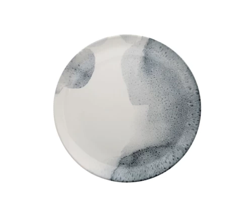 Πιάτο Cryspo Trio Umbria stoneware σε λευκή και γκρι-μπλε απόχρωση, σε λευκό φόντο.