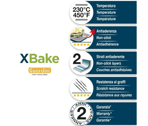 Guardini XBake σειρά bakeware με υψηλή αντικολλητική απόδοση, 2 αντικολλητικές στρώσεις, αντοχή στις γρατζουνιές και 2 χρόνια εγγύηση