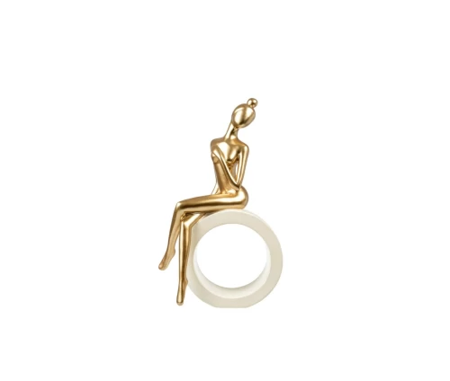 Διακοσμητικό Zen Collection με χρυσή γυναικεία φιγούρα σε λευκή κυκλική βάση