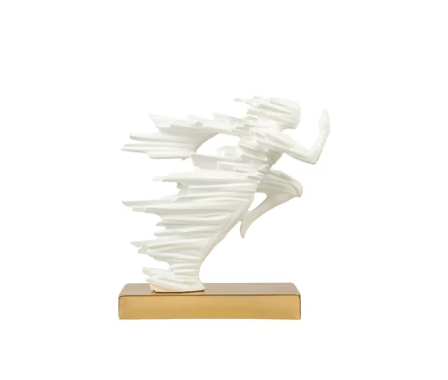 Πολυεστερικό διακοσμητικό δρομέας Zen Collection σε λευκό χρώμα με χρυσή βάση