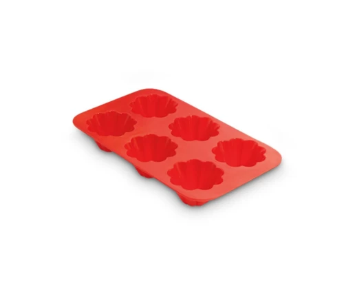 Κόκκινη φόρμα σιλικόνης Guardini Juliette με 6 θέσεις για ατομικά μπριός και κεκάκια, κατασκευασμένη στην Ιταλία.