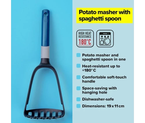 Tasty πρέσα πατάτας και κουτάλα για μακαρόνια σπαγγέτι μπλε-μαύρη F78066., προδιαγραφές και χαρακτηριστικά.