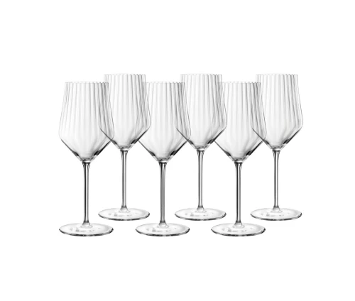 Κρυστάλλινο ποτήρι λευκού κρασιού Nachtmann Aperitivo με ραβδώσεις, σετ 6 τεμαχίων.