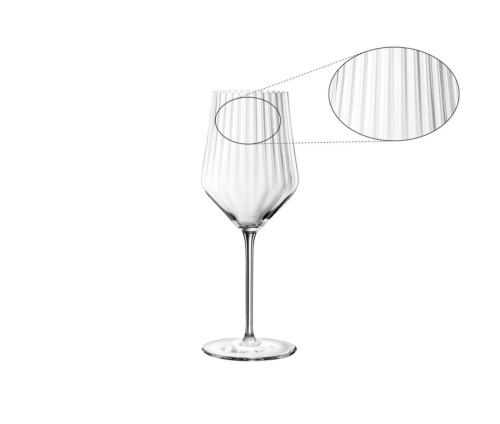 Κρυστάλλινο ποτήρι λευκού κρασιού Nachtmann Aperitivo με ραβδώσεις, λεπτομέρεια σχεδίου.