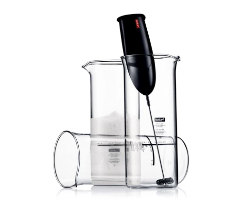 Bodum 3040-01 Schiuma, χειροκίνητος αφροποιητής γάλακτος με μπαταρία, σε μαύρο χρώμα και έτοιμος για άμεση χρήση.