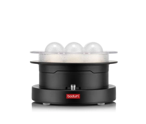 Bodum Ettore 12404-01 ηλεκτρονικός βραστήρας αυγών σε μαύρο χρώμα με διάφανο θολωτό καπάκι.