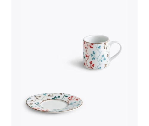 Σετ φλιτζάνι και πιατάκι καφέ Ionia Pergola πορσελάνης κατάλληλο για πλυντήριο πιάτων και φούρνο μικροκυμάτων