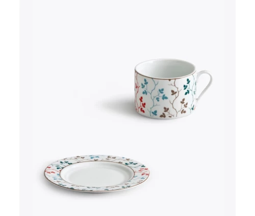 Σετ φλιτζάνι και πιατάκι τσαγιού Ionia Pergola πορσελάνης κατάλληλο για πλυντήριο πιάτων και φούρνο μικροκυμάτων