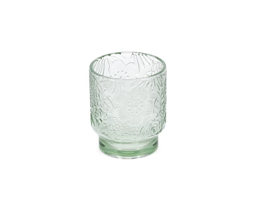 Απαλό πράσινο ποτήρι νερού Salt&Pepper Flora με ανάγλυφο floral σχέδιο σετ 4 τεμαχίων.