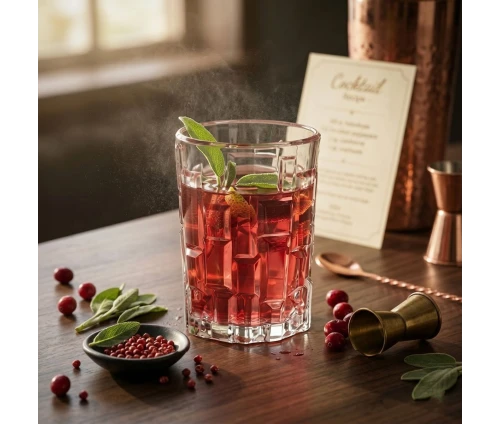 Κρυστάλλινο ποτήρι RCR Etna 250ml, ιδανικό για χυμό ή κρασί, με ανάγλυφο σχέδιο και σερβιρισμένο με χυμό.