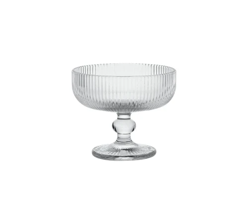 Ποτήρι σερβιρίσματος παγωτού Cryspo Trio Noris Clear 300 ml με ανάγλυφο σχέδιο και πόδι