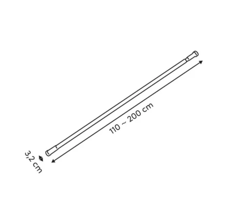 Διαστάσεις μπάρας κουρτίνας μπάνιου 5five 105404A 110 έως 200 εκ.