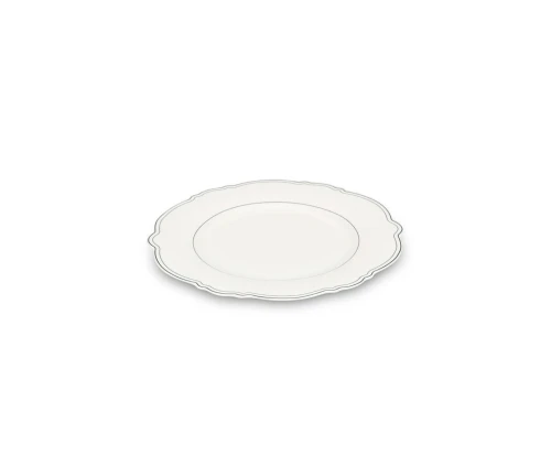 Σετ δύο λευκών πιάτων γλυκού/φρούτου Salt&Pepper Odette με κυματιστό τελείωμα και διακριτική μαύρη ρίγα.