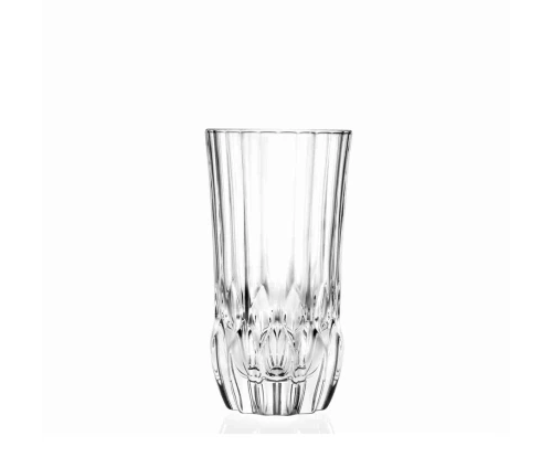 Ψηλά κρυστάλλινα ποτήρια σωλήνας RCR Adagio 400ml για cocktail και αναψυκτικά, με γραμμικά σκαλίσματα, σετ 6 τεμαχίων.