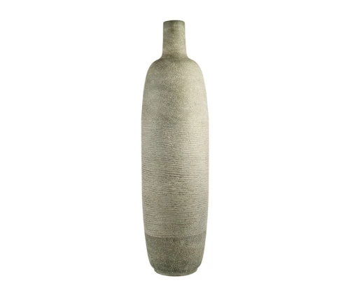 Γκρι ψηλό μεταλλικό βάζο δαπέδου Zen Collection με ανάγλυφη και γραμμωτή υφή