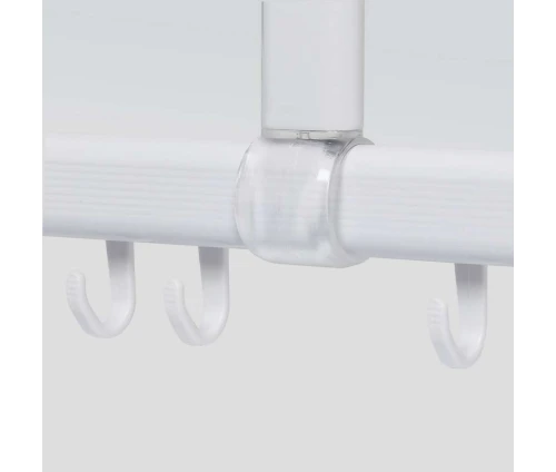 Λεπτομέρεια του στηρίγματος οροφής Sealskin Easy Roll σε λευκό, που επιτρέπει την ανεμπόδιστη ολίσθηση των κρίκων.