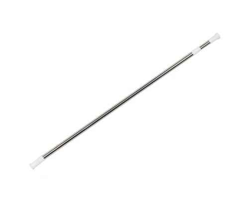Χρωμέ / Inox πτυσσόμενος βραχίονας κουρτίνας μπάνιου MRShome 110-200cm με λευκά άκρα σε λευκό φόντο (Κωδ. DC-022110C)