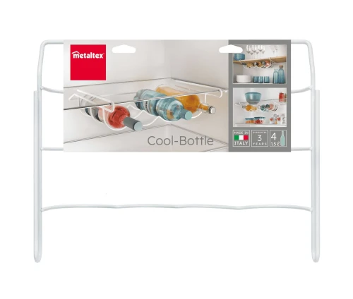 Συσκευασία Metaltex Cool-Bottle λευκή θήκη μπουκαλιών 4 θέσεων για ψυγείο ή ντουλάπι