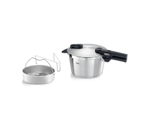 Χύτρα ταχύτητας Fissler Vitaquick Premium 4.5lt με το ανοξείδωτο καλάθι ατμού και τη βάση του