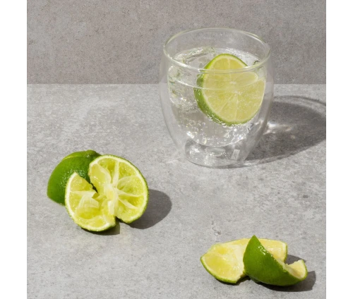 Ποτήρι Bodum Pavina 250ml με κρύο νερό, πάγο και μοσχολέμονο